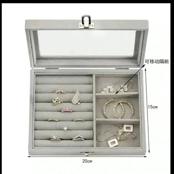 Other - Jewelry box storge Grey flet with latching lid